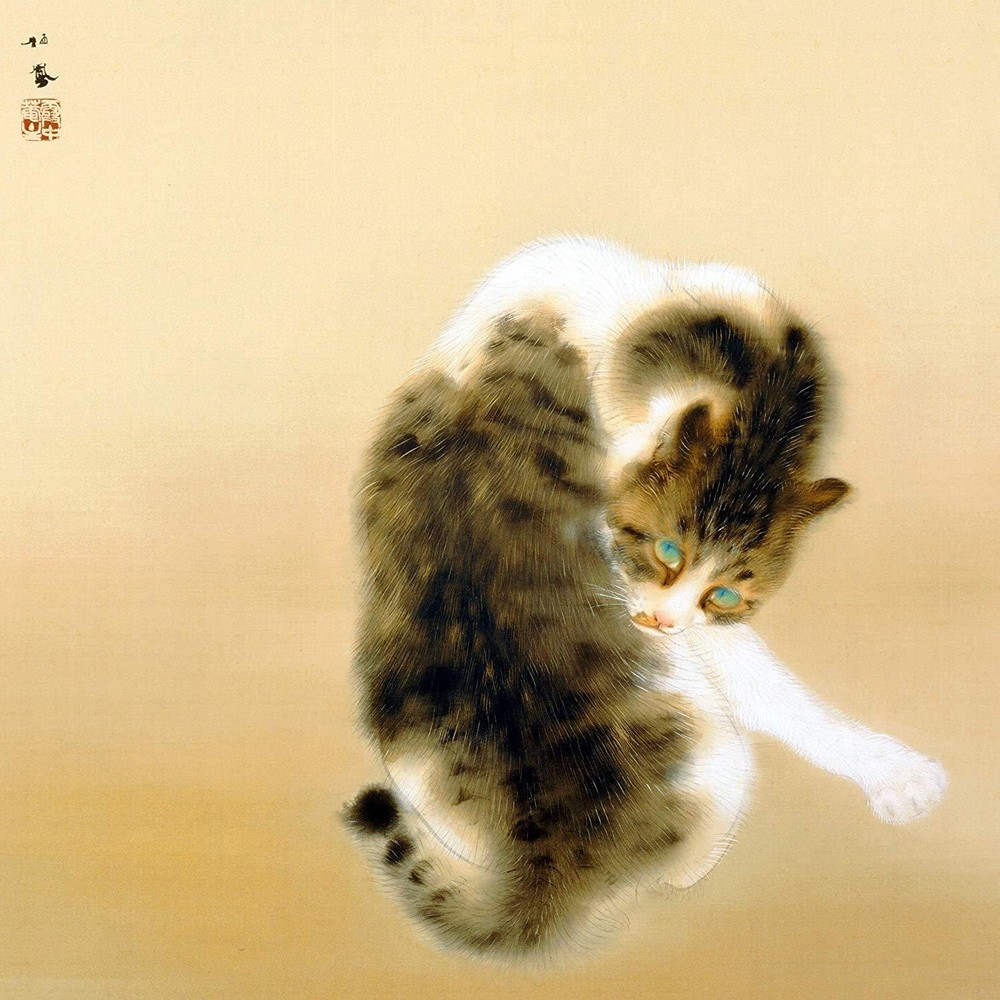 Japan Cat by Takeuchi Seiho Tile Mural Kitchen Wall Backsplash Marble Ceramic