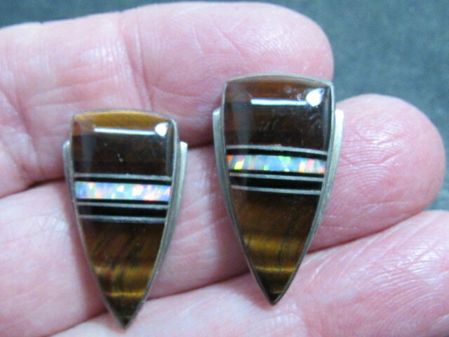 native american opal earrings sterling  JOHN CHARLEY