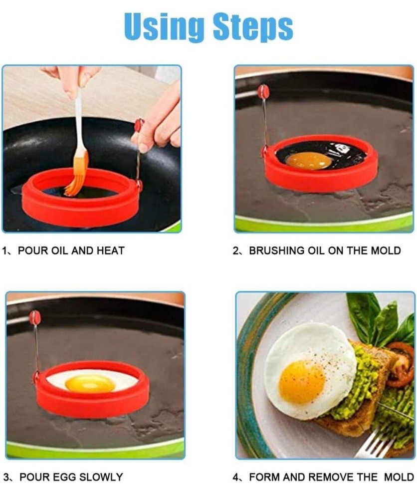 Assorted Color Silicone Egg Ring (4 Pack)