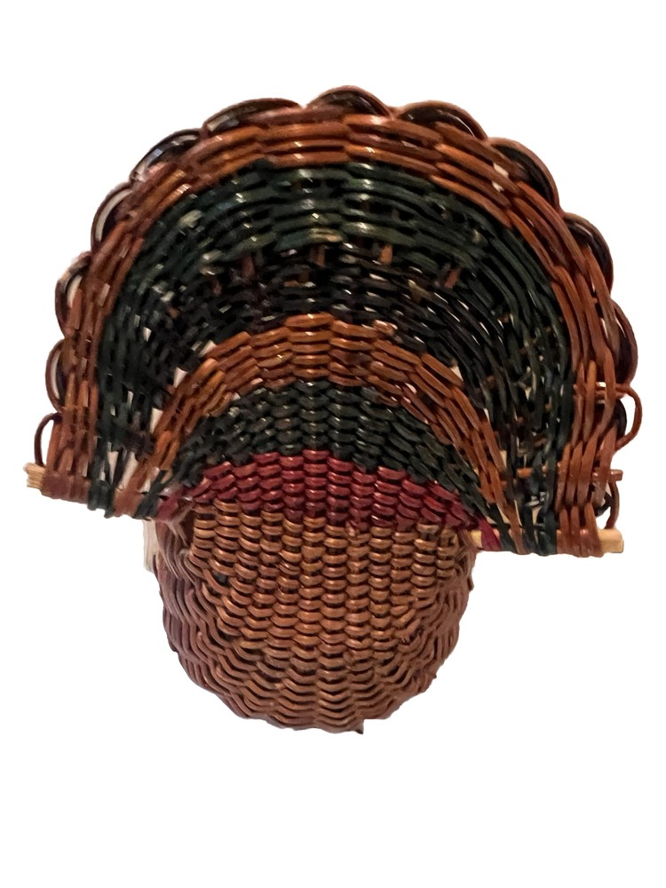 Vintage Wicker Basket Turkey Shape 10”