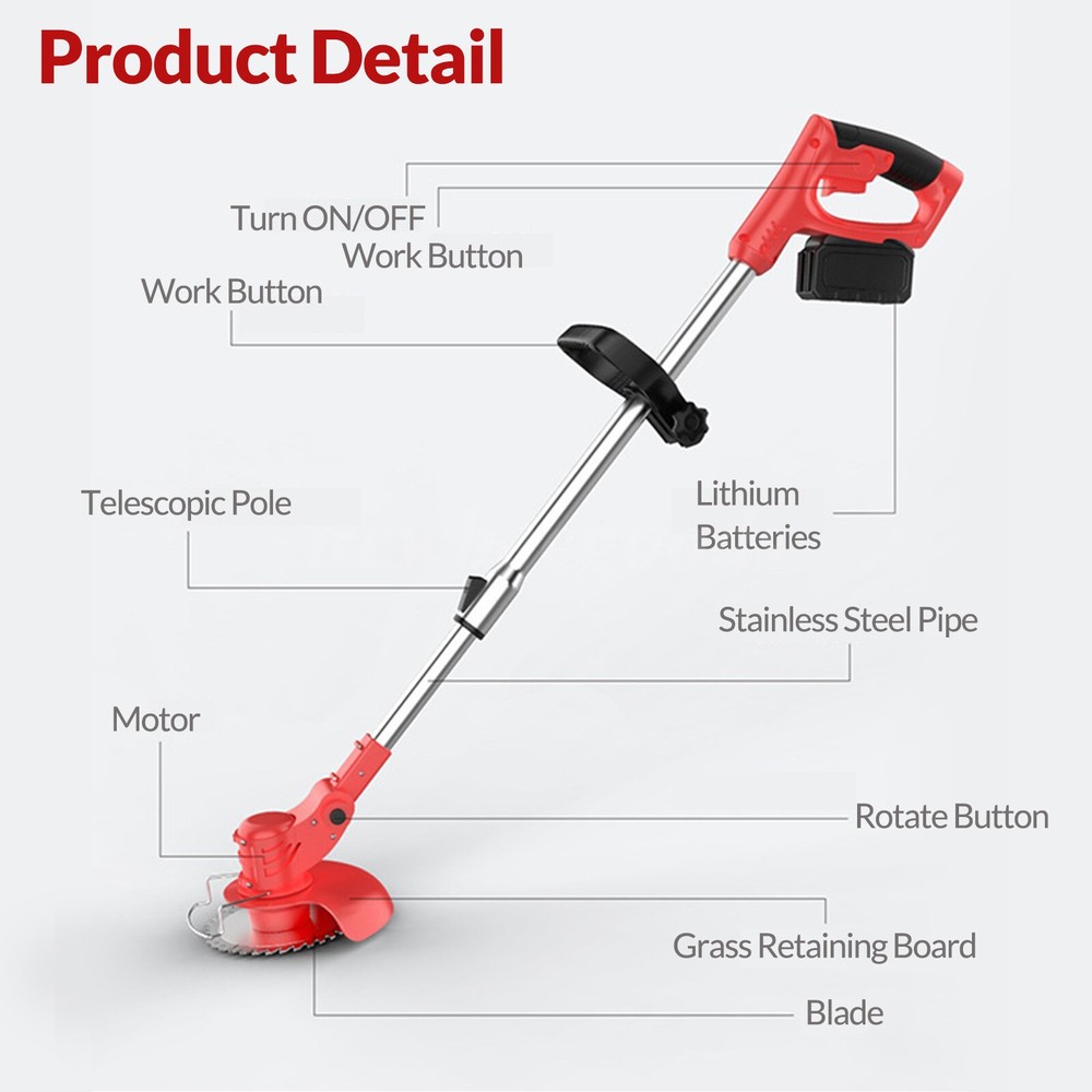 Electric Weed Lawn Edger Eater Cordless Grass String Trimmer Cutter 2 Battery US