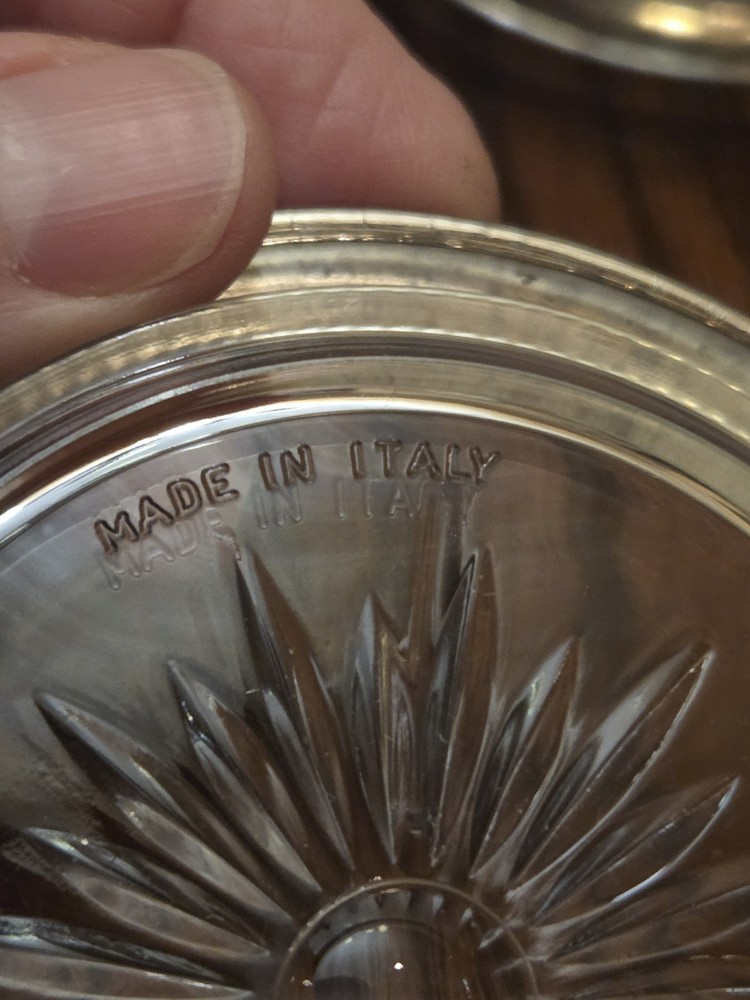 Set A Four Silver Plate And Glass Coasters