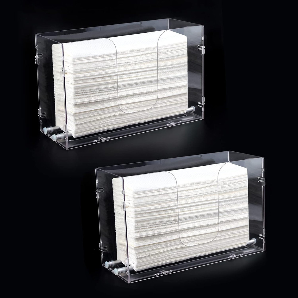 Evron Paper Towel Dispenser Countertop & Wall Mount Clear One-Hand Pull C Fold Z