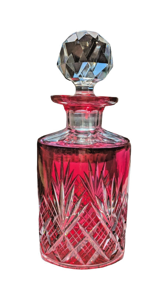 Cut Ruby Glass Vanity Bottle