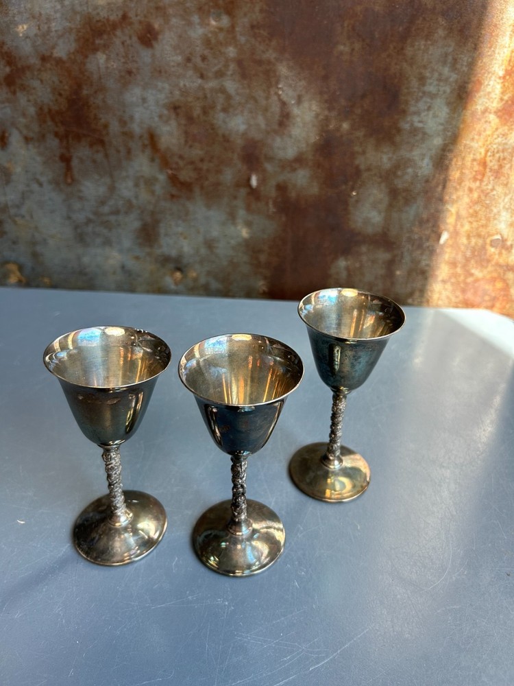 Set of Three Vintage Silver-Plated Goblets