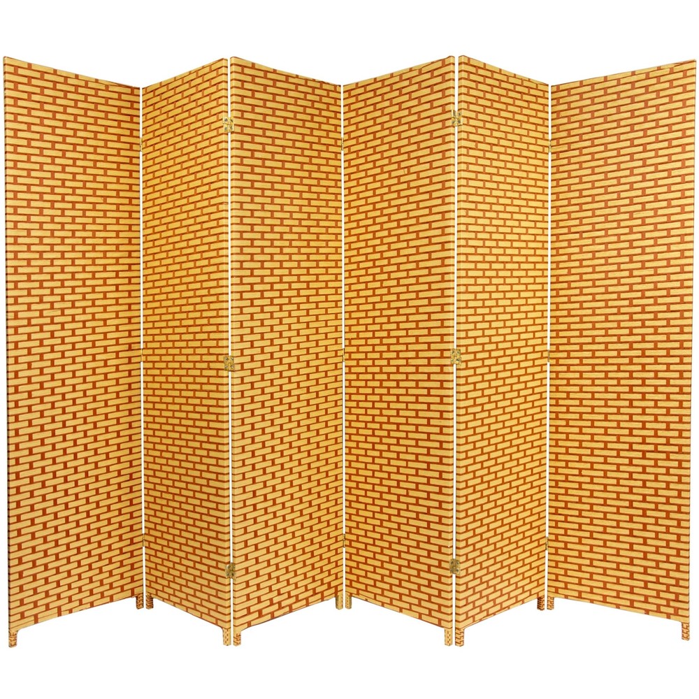6 ft. Tall Woven Fiber Room Divider - Natural/Rust - 6 Panel