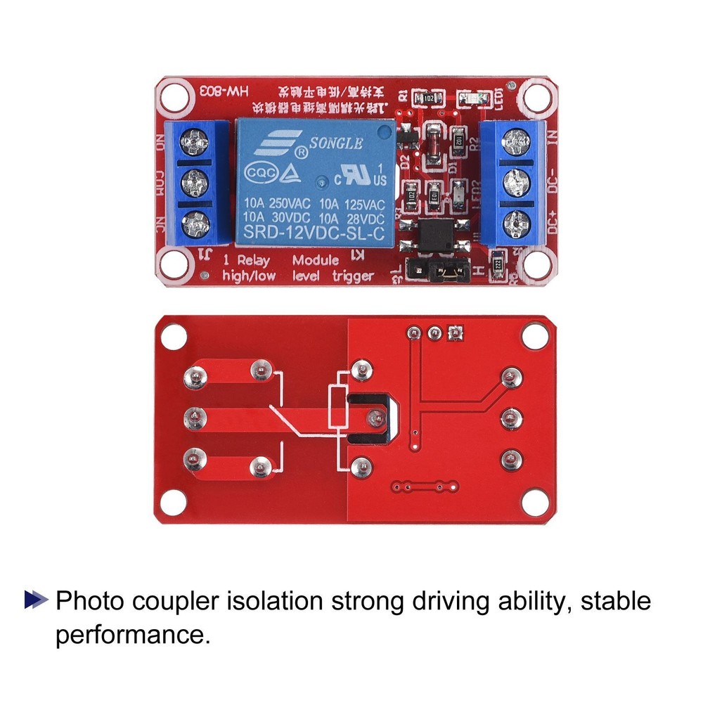 Relay Module 1 Channel 12V High Low Level Trigger Module Red Relay Module Board