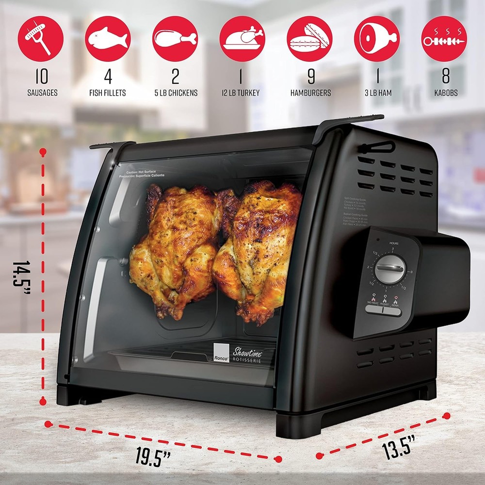 Showtime Large Capacity Rotisserie & BBQ Oven , Simple Switch Controls