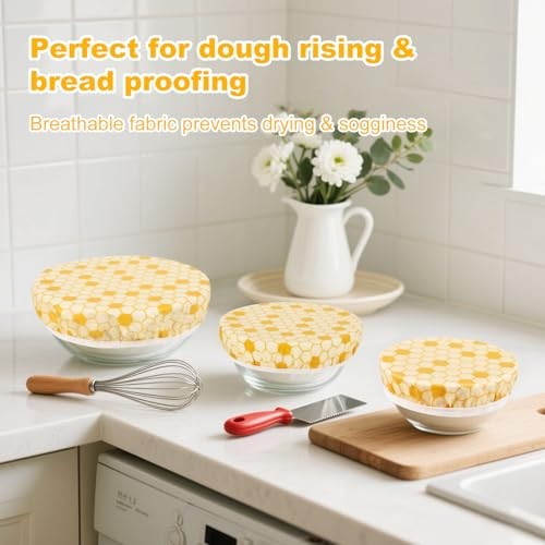 6Pcs Beeswax Bowl Covers, Reusable Bowl Covers 3 Sizes, Kitchen Storage