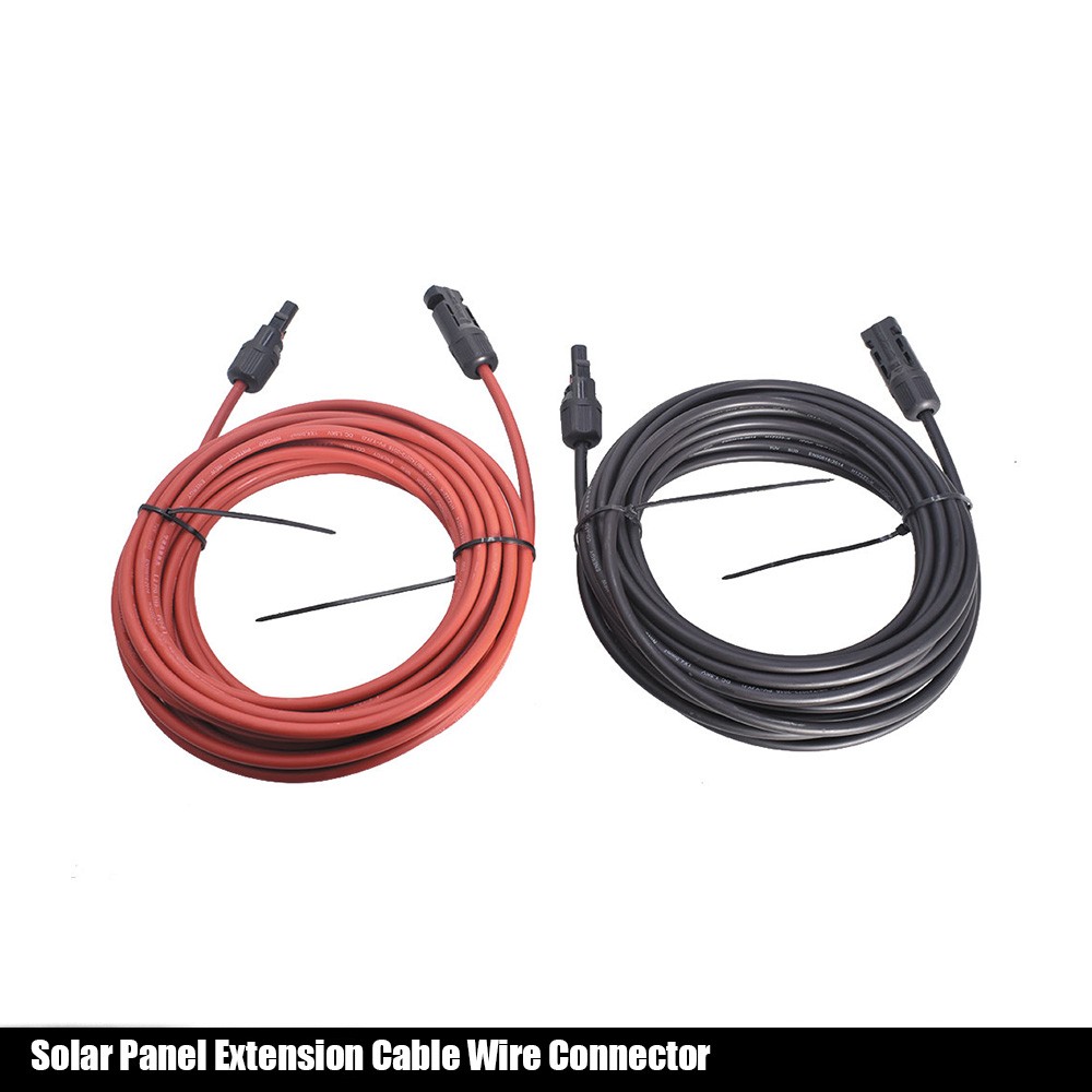 1Pair 30ft Black + Red 12AWG Solar Panel Extension Cable Wire Connector