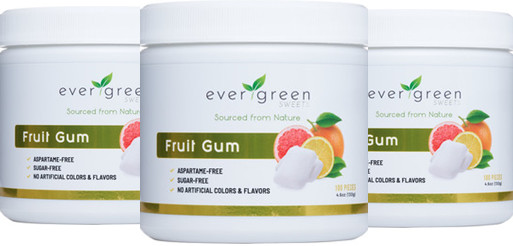 Evergreen Sweets Tropical Fruit Gum 100 count 3 Pack Jar