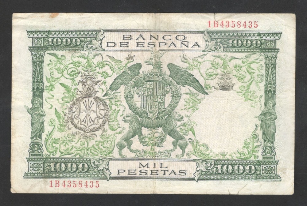 1957 Spain 1000 Pesetas Note.