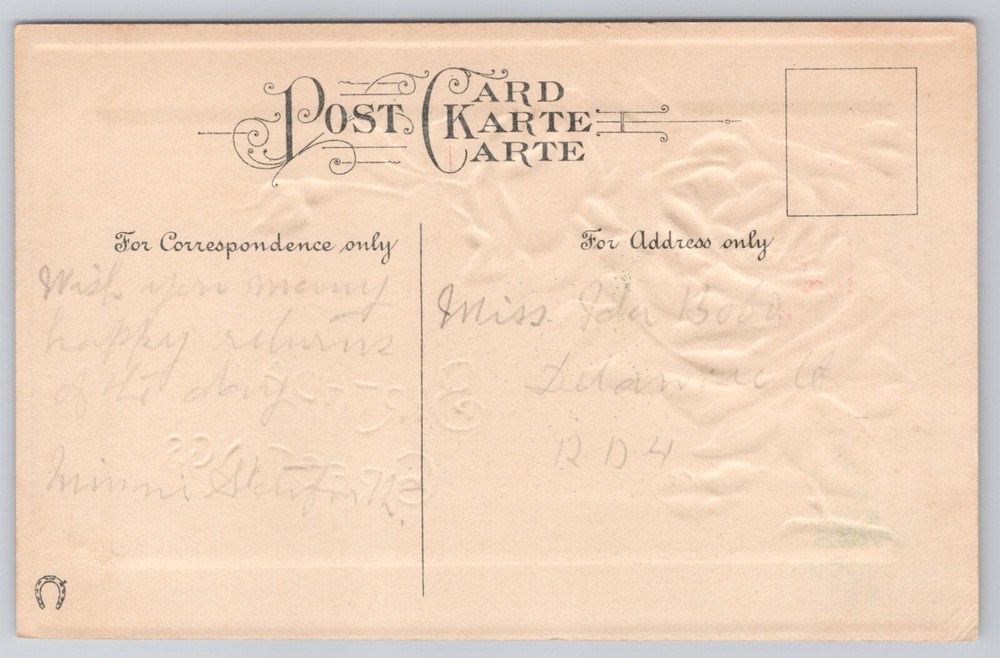 Birthday Greetings Pink Roses c1909 Postcard