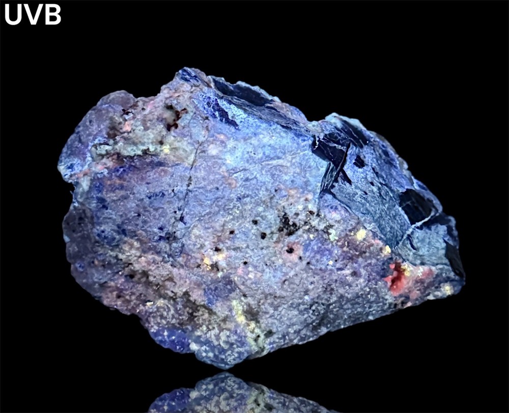 449 Gr. Fluorescent Phosphorescent Rare Blue Sodalite Cluster W/Unknown Bubbles