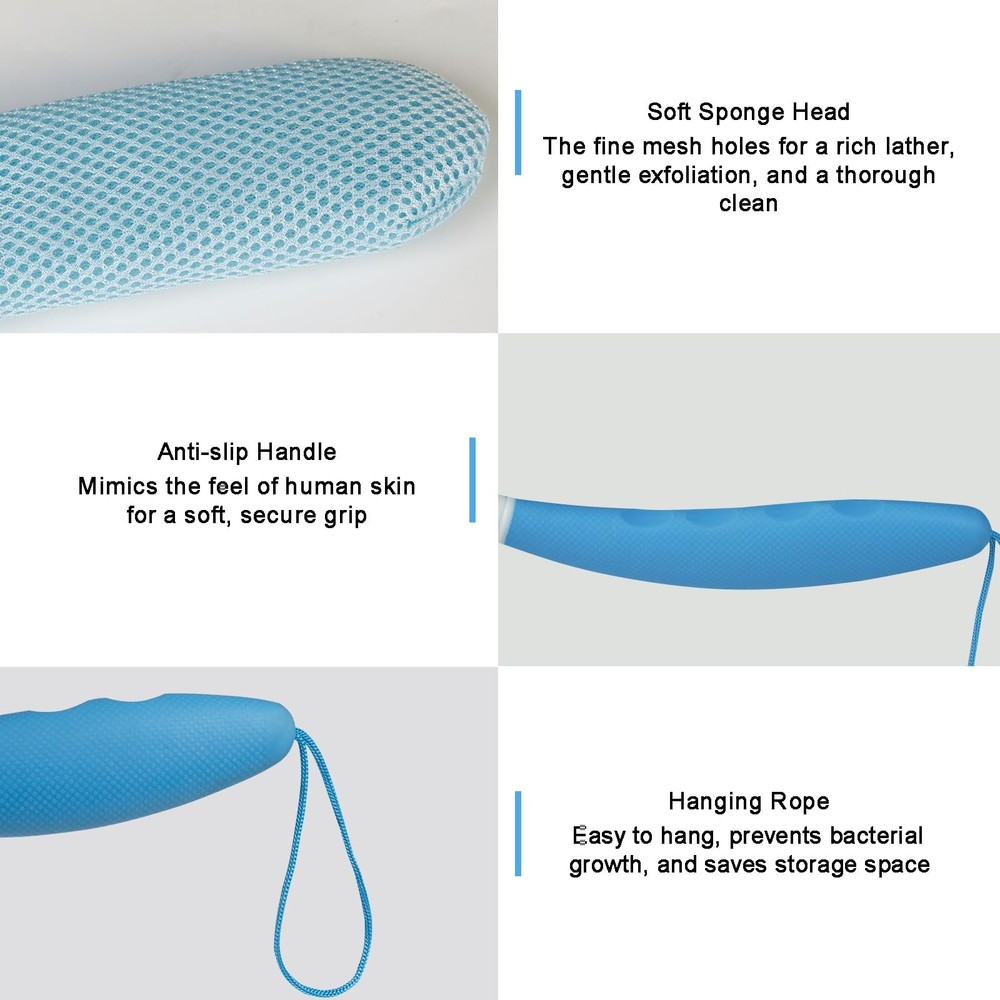 Long Handle Bath Brush Anti-Slip Curve Handled Back Scrubber Elderly Aid