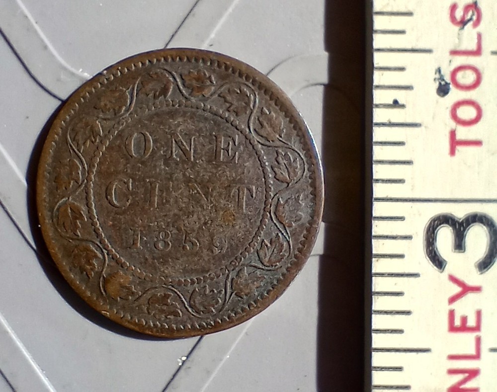 Canada One Cent 1859 coin. Circulated.