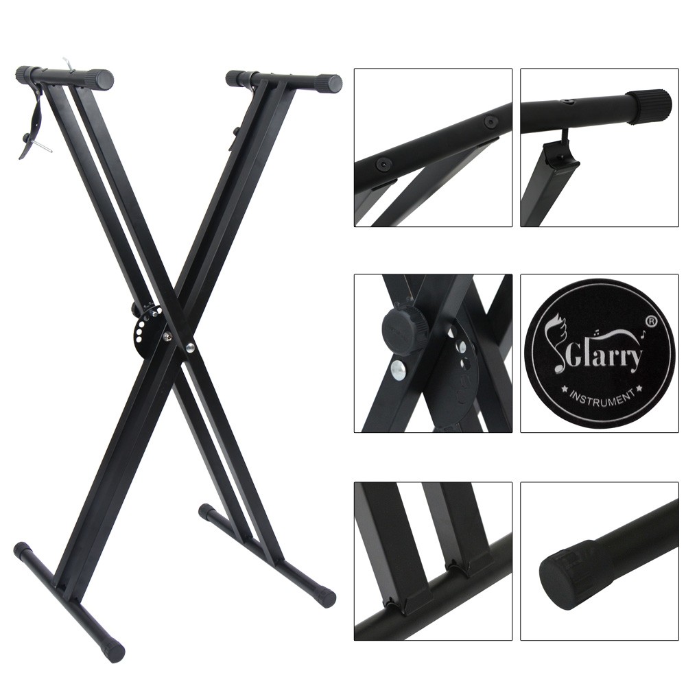 Keyboard Stand Black Dual-tube X-Shape