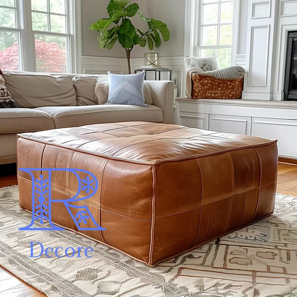 Moroccan Ottoman Poufs 100% Premium Quality Leather Handmade