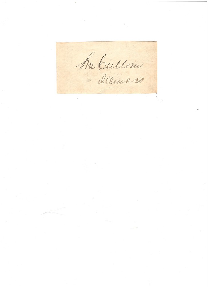 SHELBY MOORE CULLOM  AUTOGRAPH SENATOR ILLINOIS VINTAGE