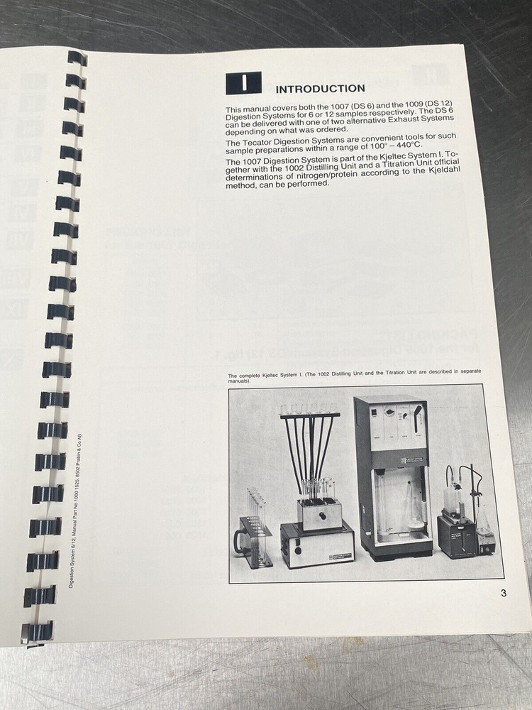 Tecator Digestion System 6/12 - Users Manual /Instructions Book