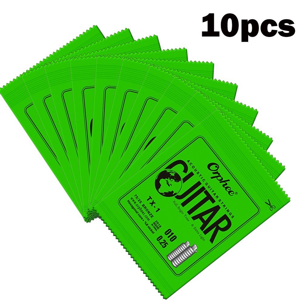 10PCS Orphee Single Strings For Acoustic Guitar 1st E-String(.010) Replacement