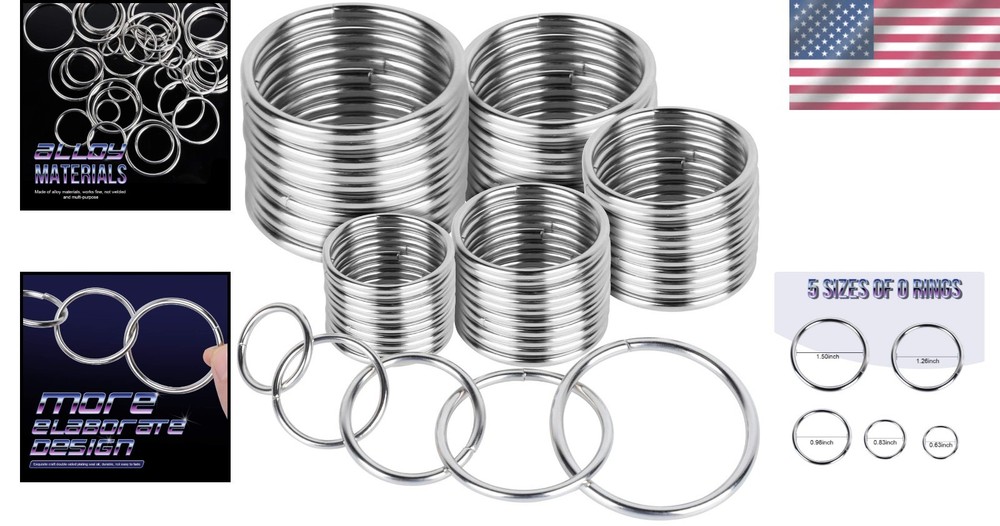 Complete 50 Pcs O Ring Set for Macrame & Crafts - 5 Sizes, Durable Finish