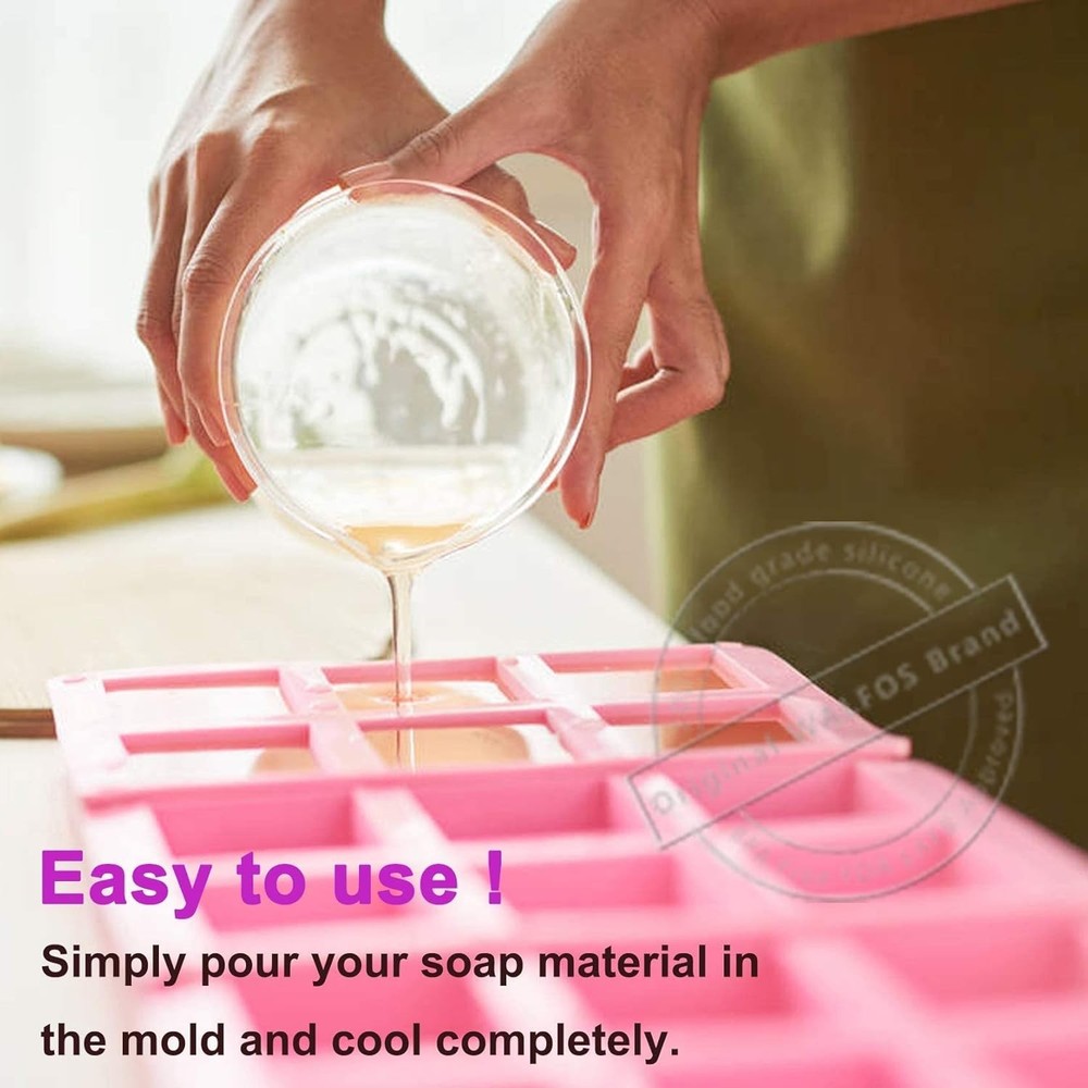 3 Pack Silicone Rectangle Soap Molds with 6 Cavities for Baking Soap Making