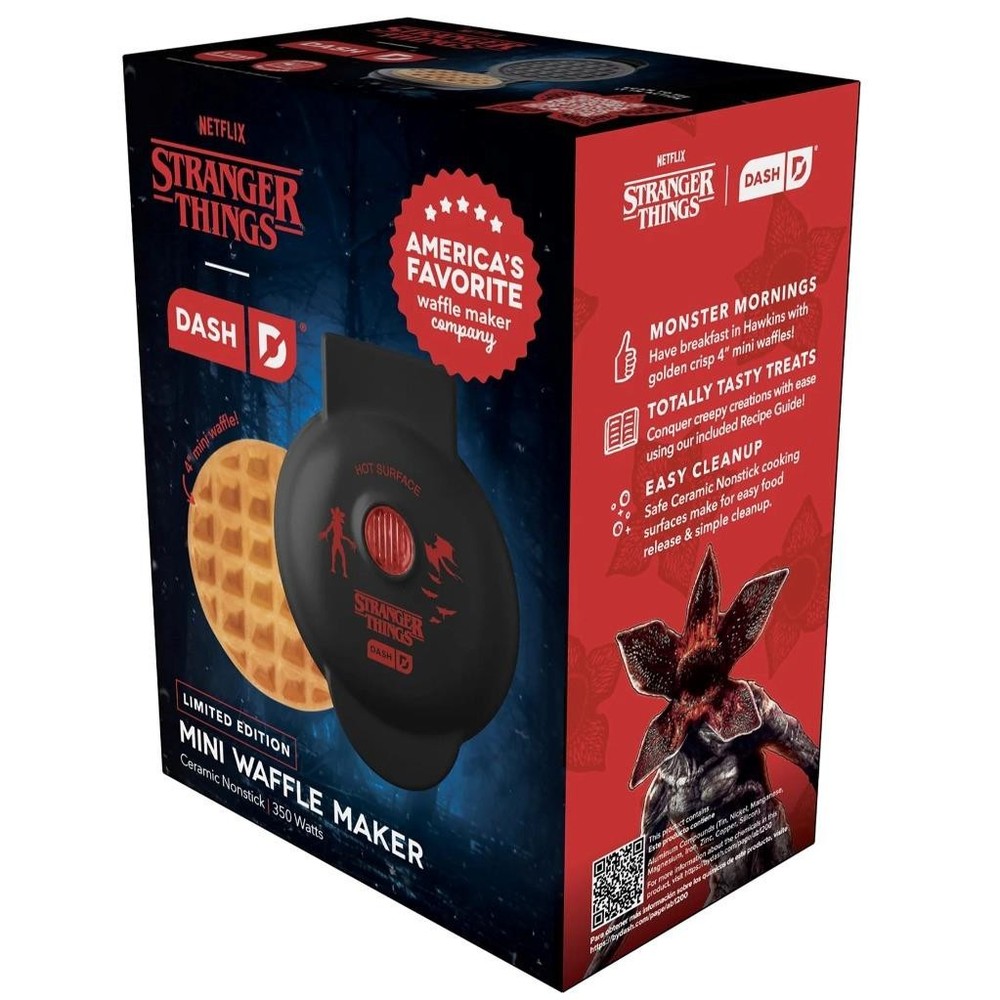 New Dash Mini Waffle Maker Stranger Things 4" Ceramic Limited Edition Netflix