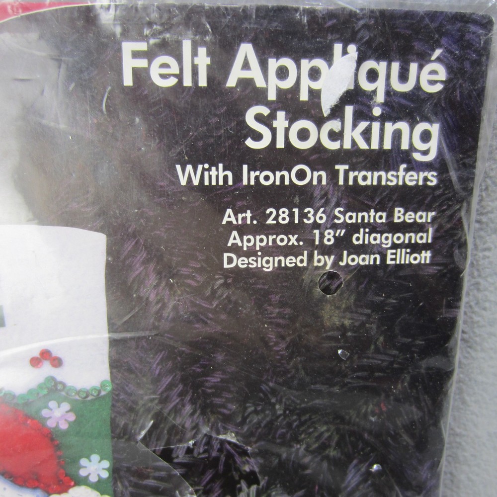 JP Coats Felt Applique Stocking SANTA BEAR