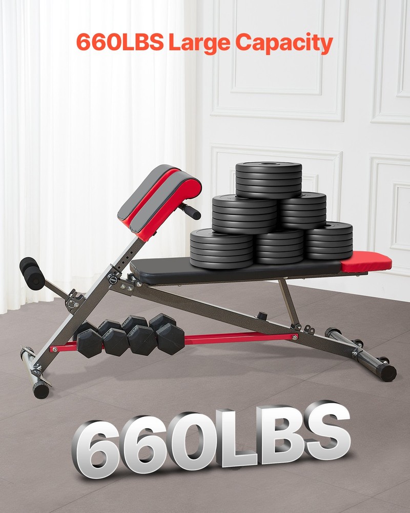 VEVOR Roman Chair Back Extension Hyperextension Bench Multi-Function Adjustable