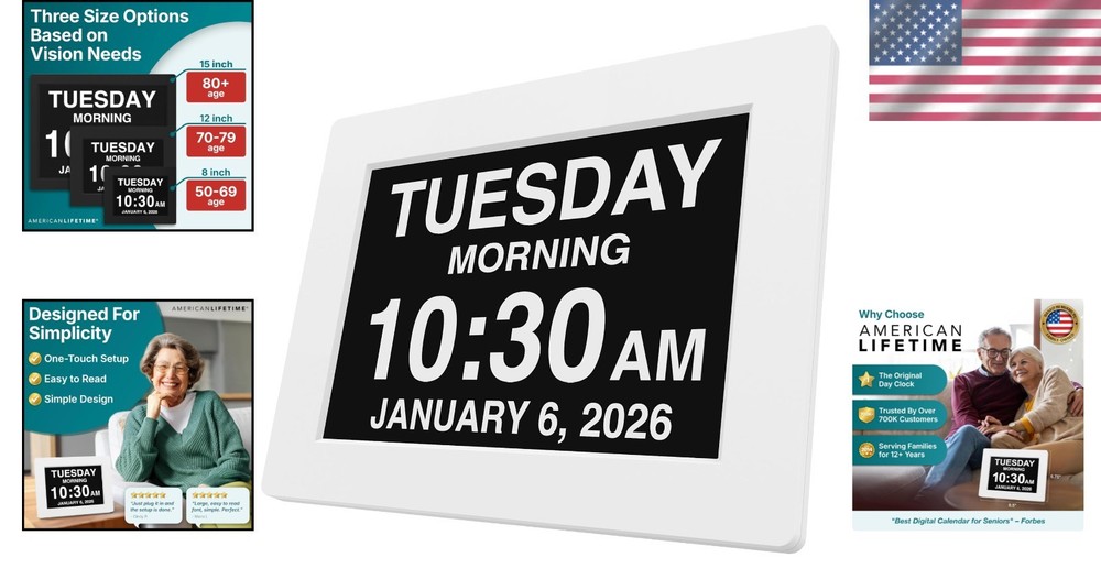 Large Display Dementia Clock for Seniors
