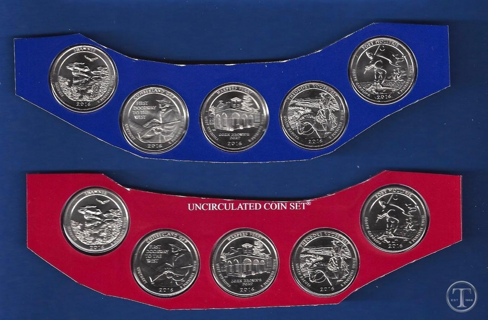 2016 P AND  D BU Uncirculated Quarter Set-PD in Mint Plastic- 10 Quarters