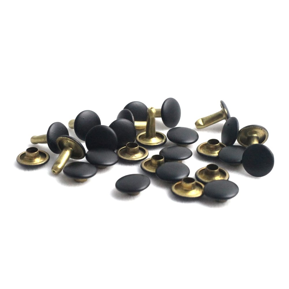 9mm Rainbow Double Cap Rivets Black Metal Button Round Studs for Leather