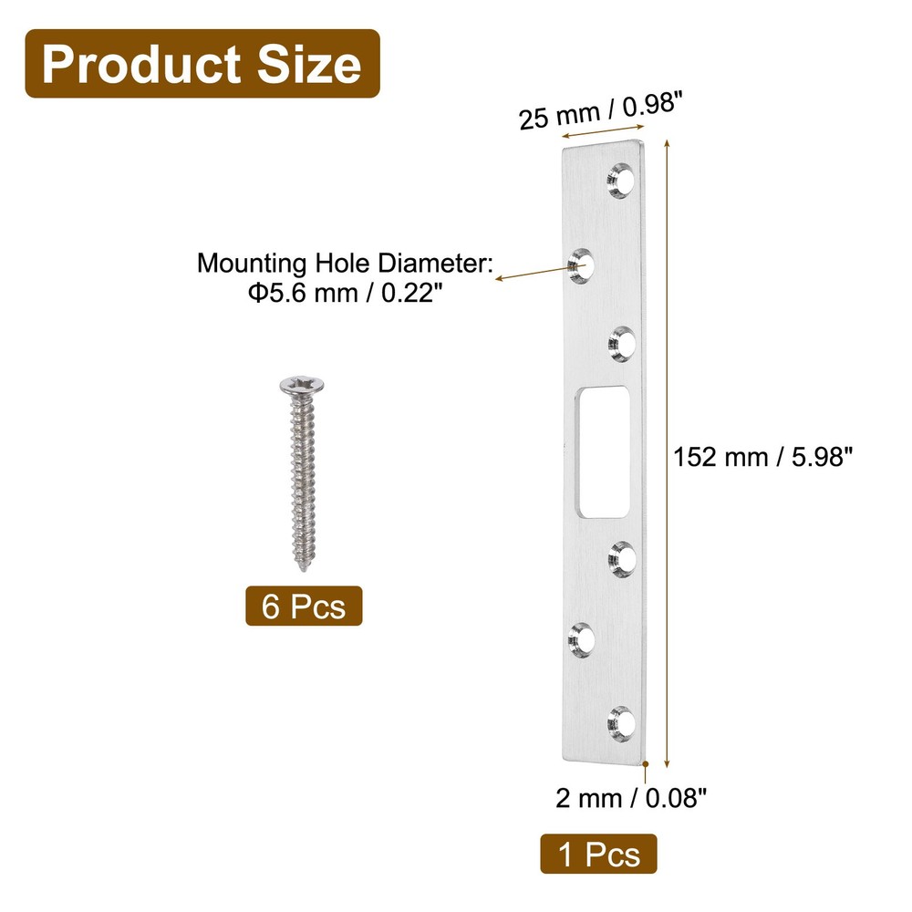 Door Lock Plate, 6 Inch Security Lock (Silver)