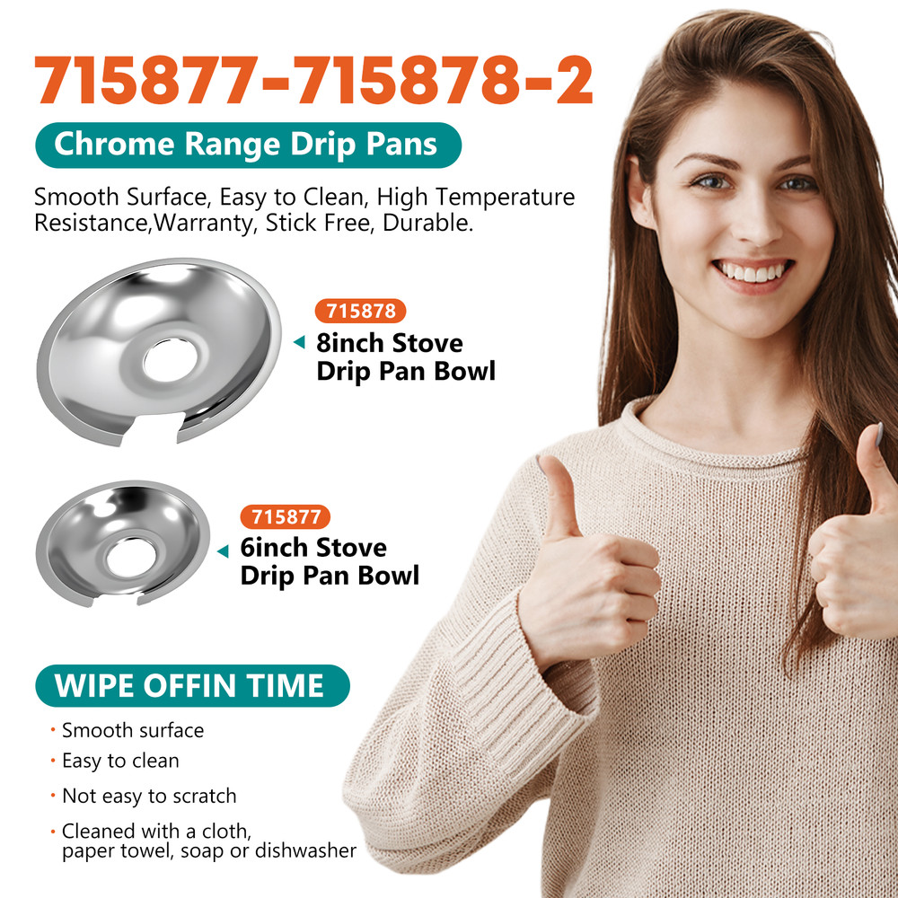 715877 715878 4 Piece Electric Range Chrome Drip Pan