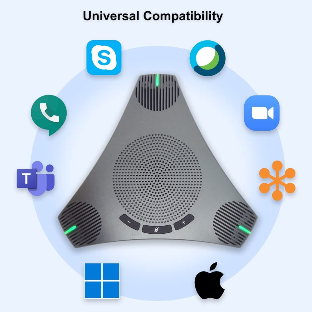Conference Speaker and Microphone, 360° Omnidirectional USB Speakerphone