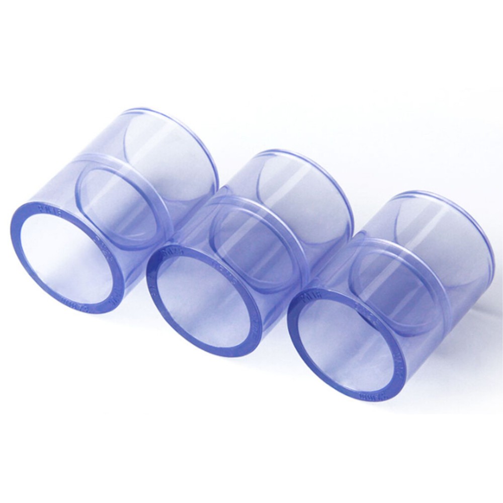 PVC Direct Pipe Fitting Straight Joint Water Pipe Socket Coupling Transparent