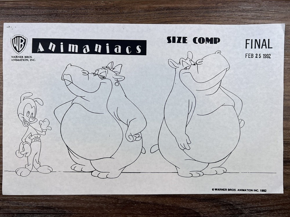 Animaniacs 1992 Production Art Size Comp Studio Copy Warner Brothers Animation