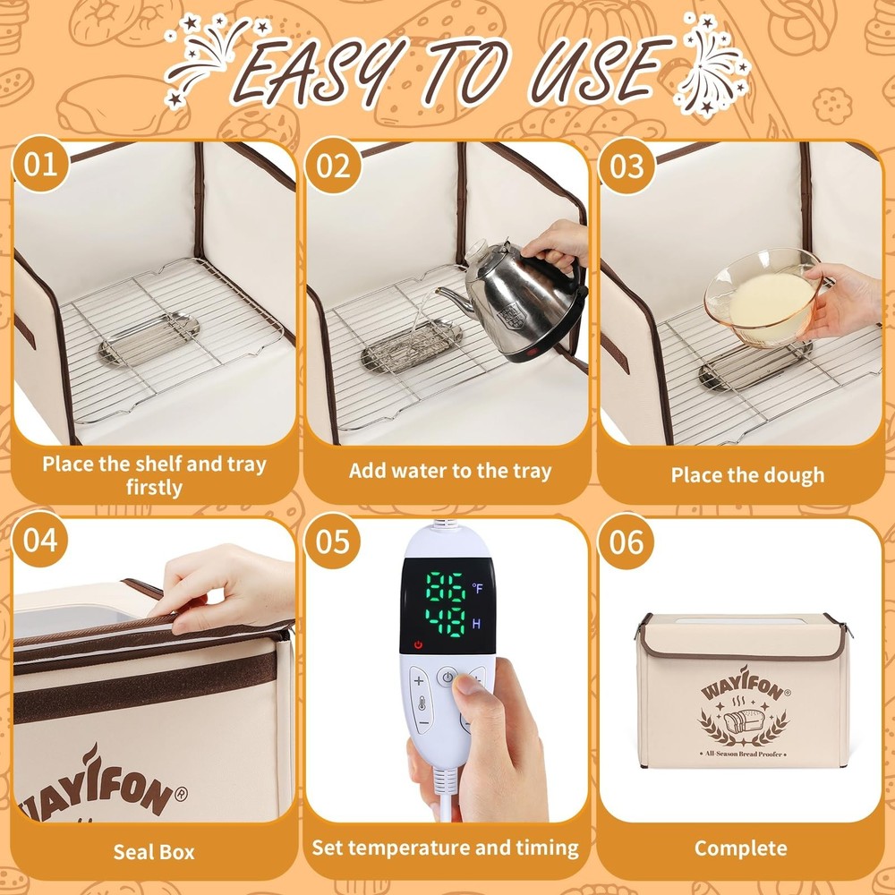 Folding Bread Proofing Box with 68-131℉ Temp Control & 99H Timer,Dough Pro