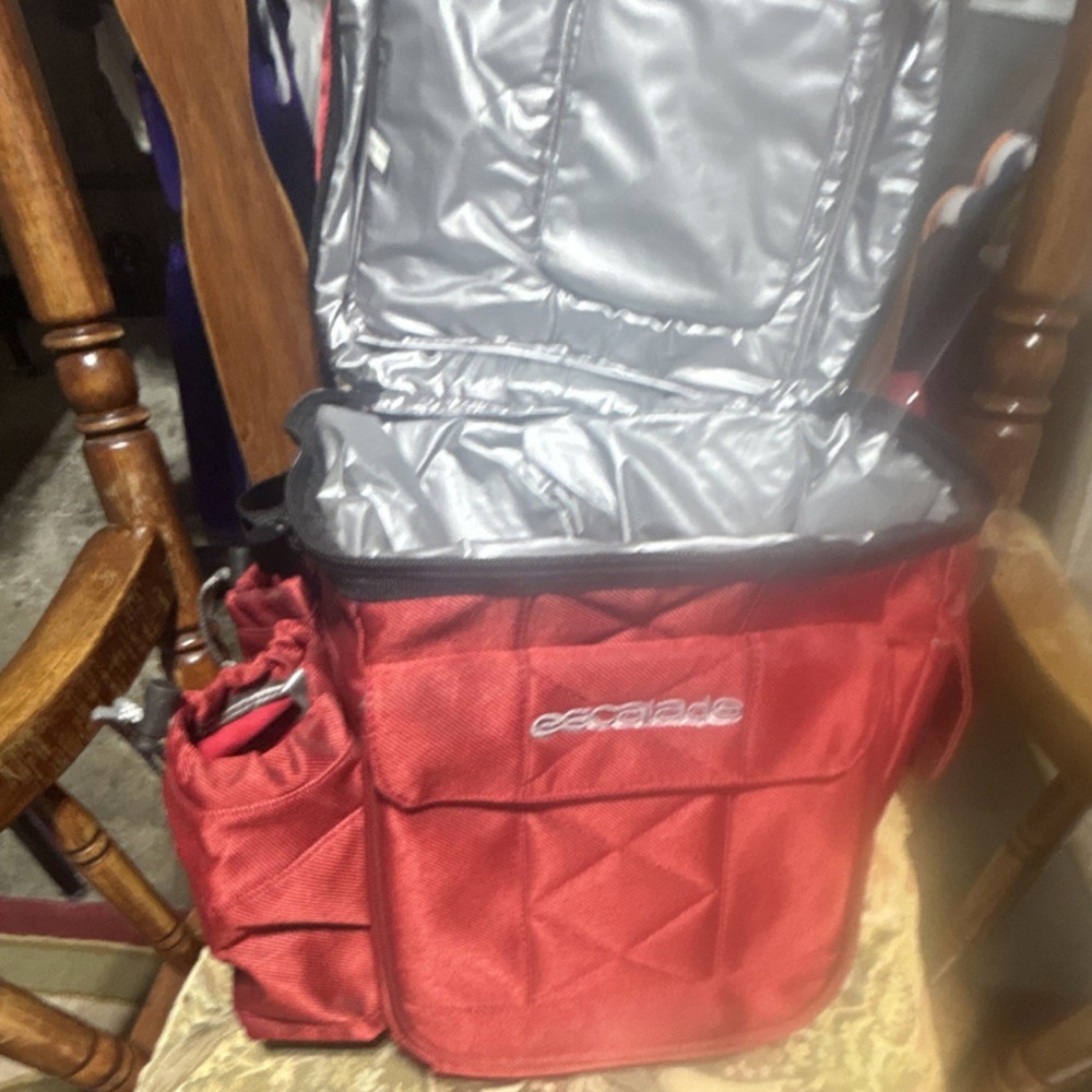 Escalade Red Insulated Backpack Cooler with Shoulder Strap & Multiple Pockets