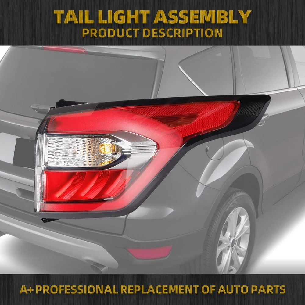 Right Tail Light Assembly with Bulb for Ford Escape Kuga 2017-2019
