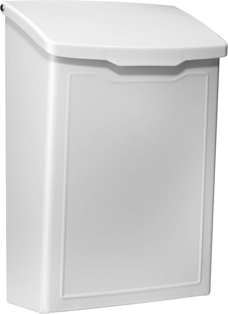 Contemporary White Mailbox with Stylish Embossed Front - Easy Setup Guaranteed