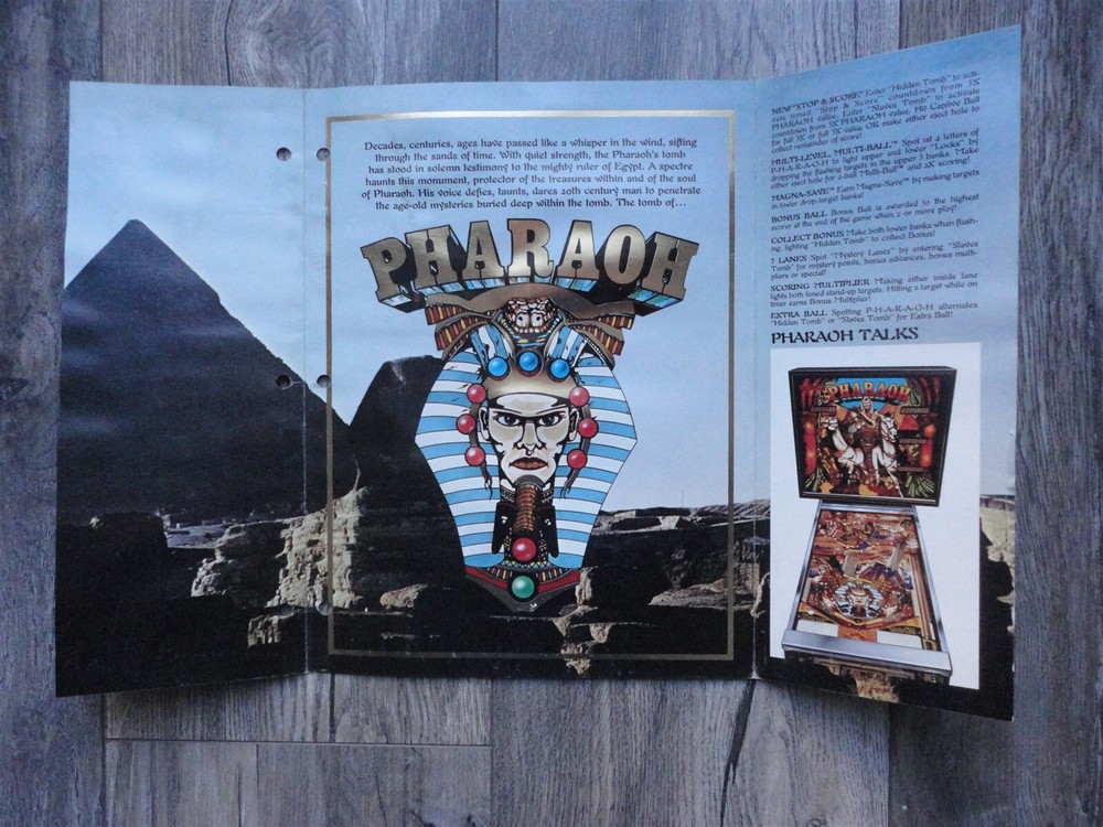 Pharaoh Pinball Machine Flyer Original Williams Brochure
