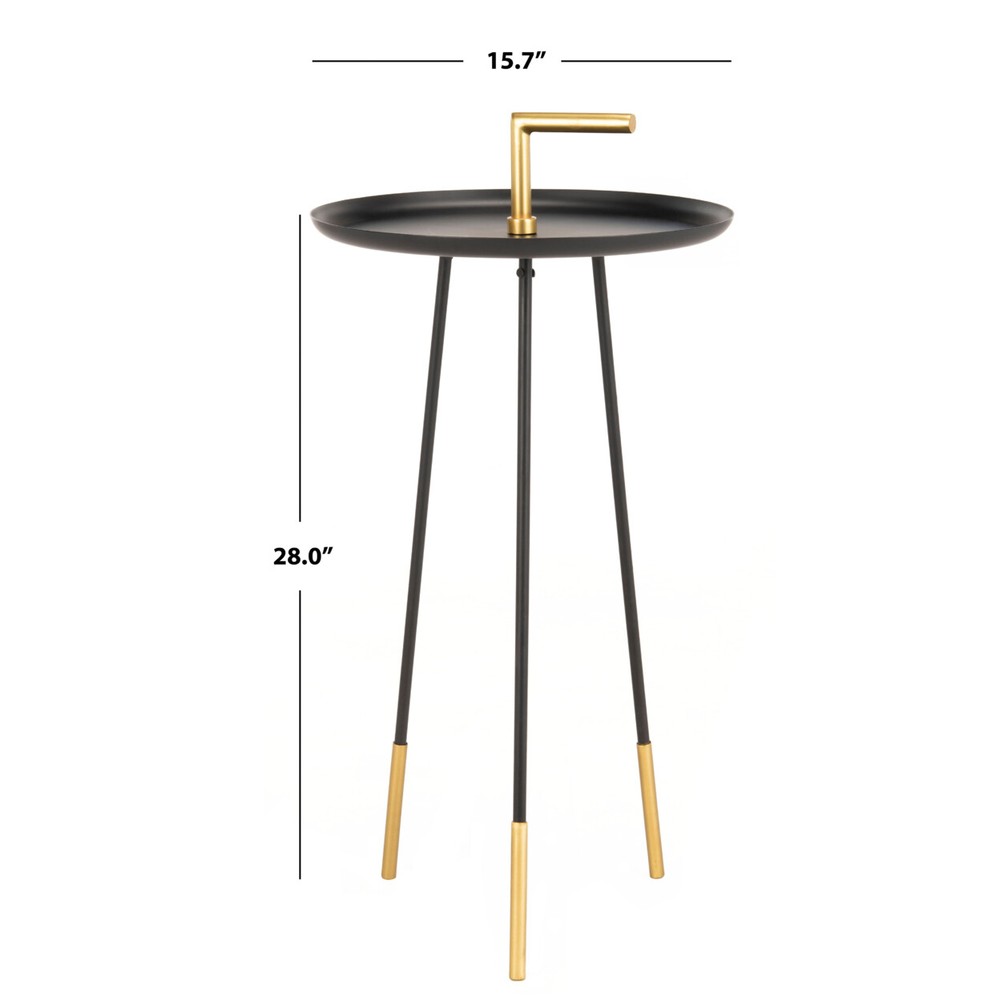 SAFAVIEH Delia Handle Side Table | Black / Gold |