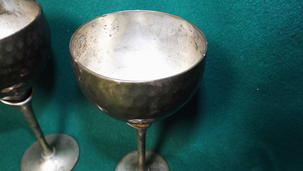 Two Brass and Silver Plated Goblets
