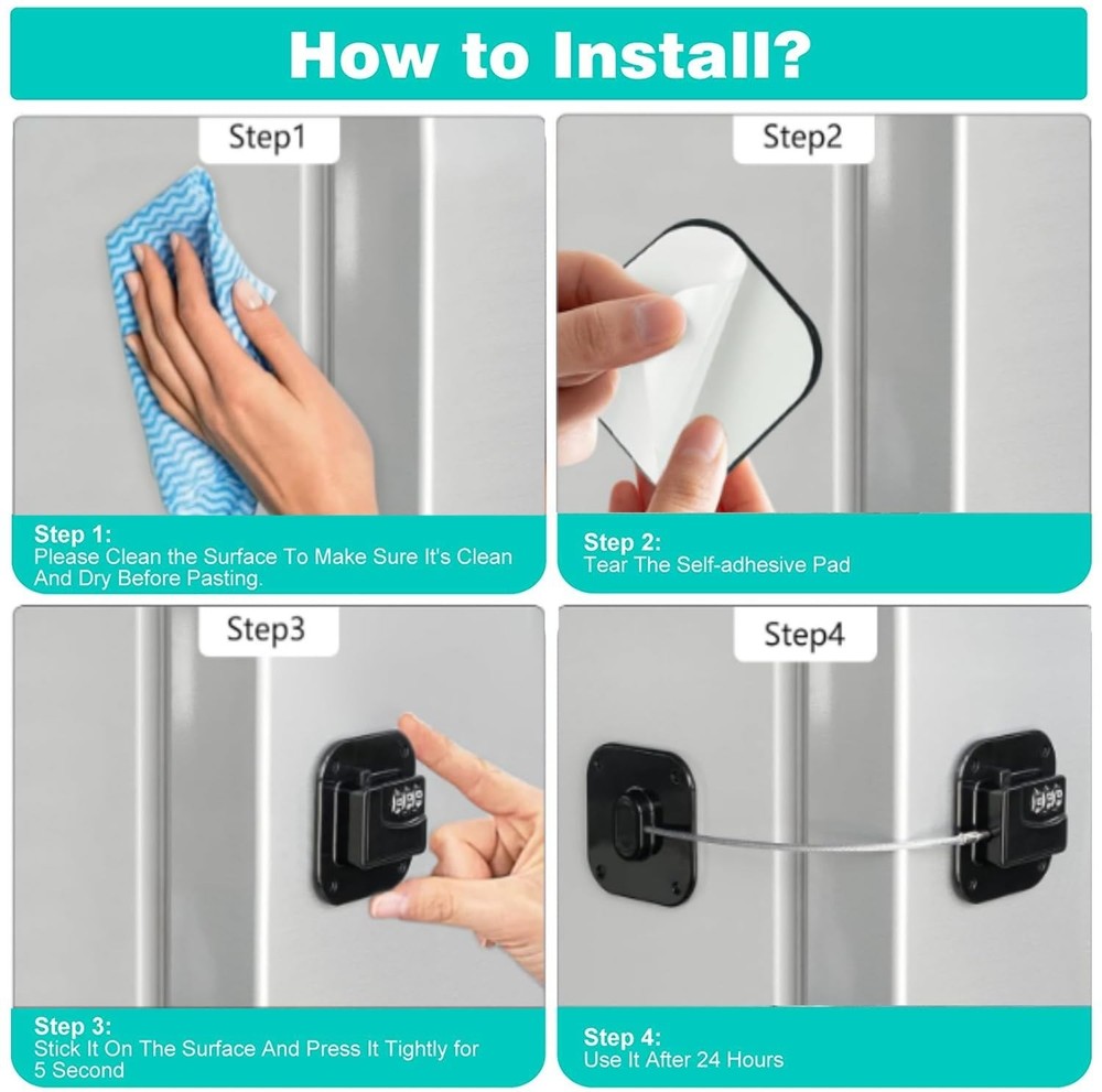 2 Pack Refrigerator Lock - Heavy Duty Combination Fridge Lock, /Baby Proofing...