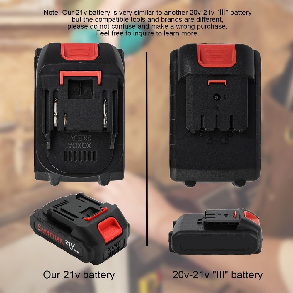 21V Lithium Battery - 2.0 Ah Battery with Charger Adapter Led Indicator Compatib