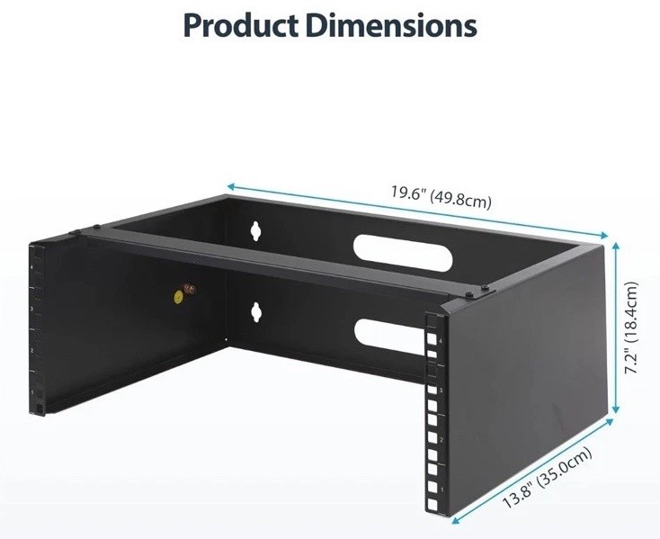 4U Wall Mount Rack - Cold-Rolled Steel, 44lbs Capacity, Cable Managed