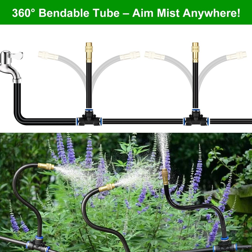 60Ft Drip Irrigation System for Garden – 360° Bendable Automatic Wate
