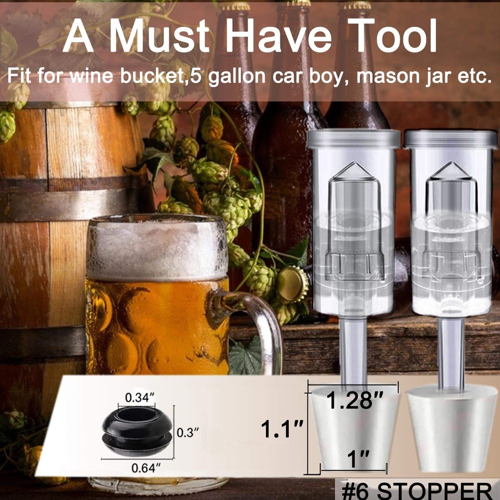 3-Piece Airlock 4 Pack with 4PCS #6 Stopper and 8PCS Grommets, Fermentation A...